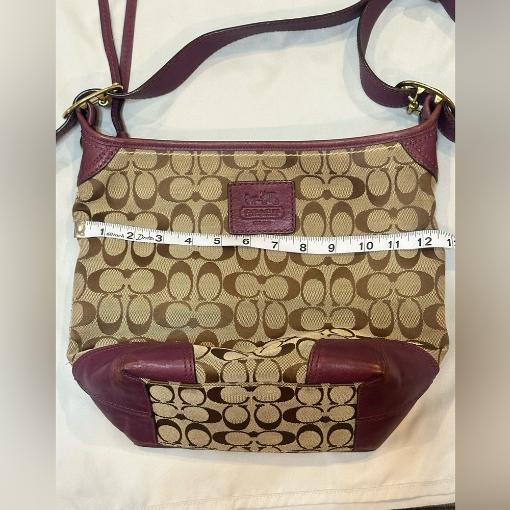 Coach Signature Monogram Canvas and Leather Hobo Shoulder Crossbody bag - Picture 13 of 14